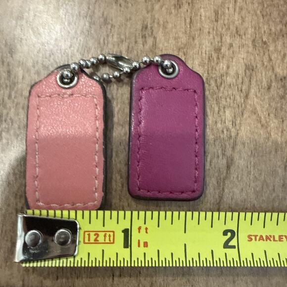 2 COACH Replacement Leather Hang Tags Charm Key Pink Small - Picture 3 of 4